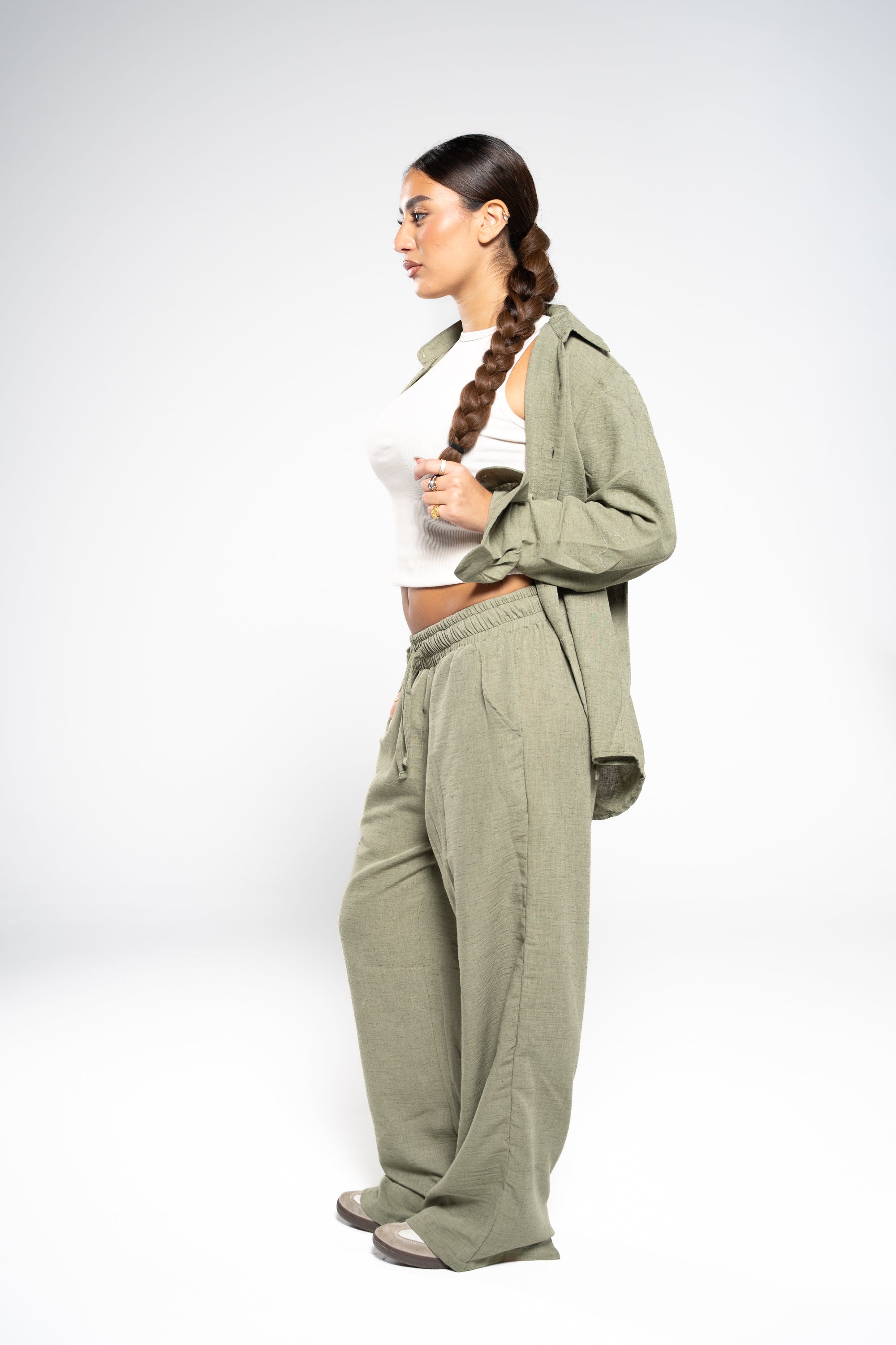 Forest Green Linen Pants