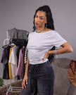 Iron Grey Off-Shoulder Drop Top