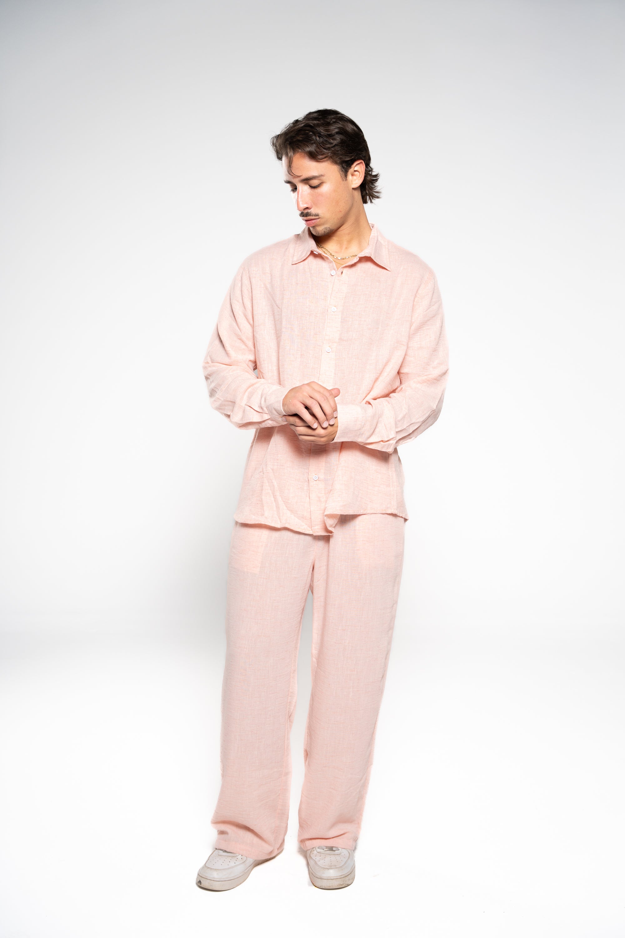 Salmon Pink Linen Pants