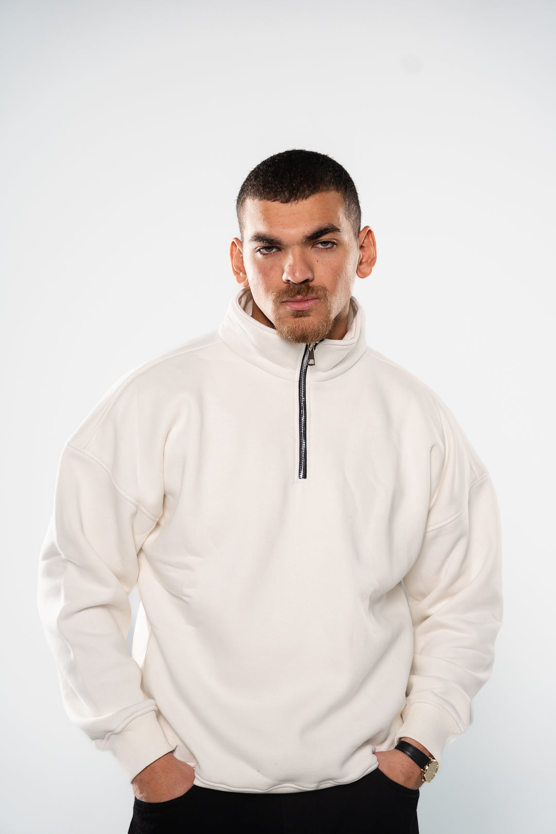 Ice White Quarter-Zipper