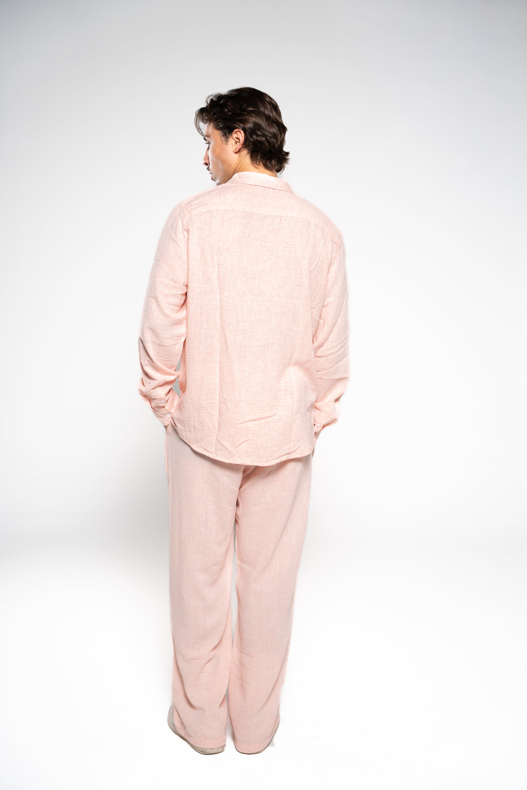 Salmon Pink Linen Shirt