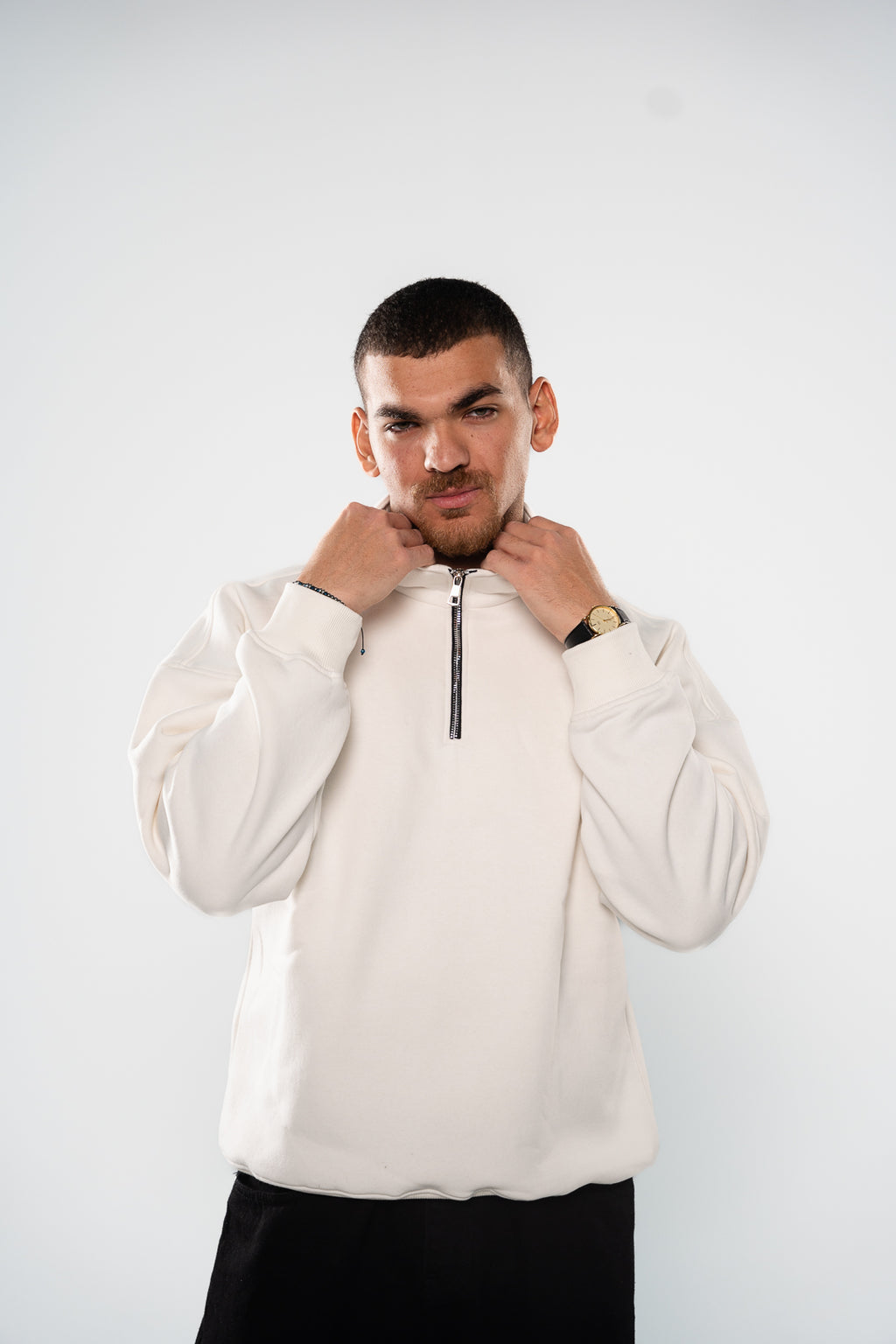 Ice White Quarter-Zipper