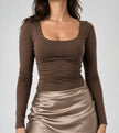 Cafe Noir Square Long Sleeve Top