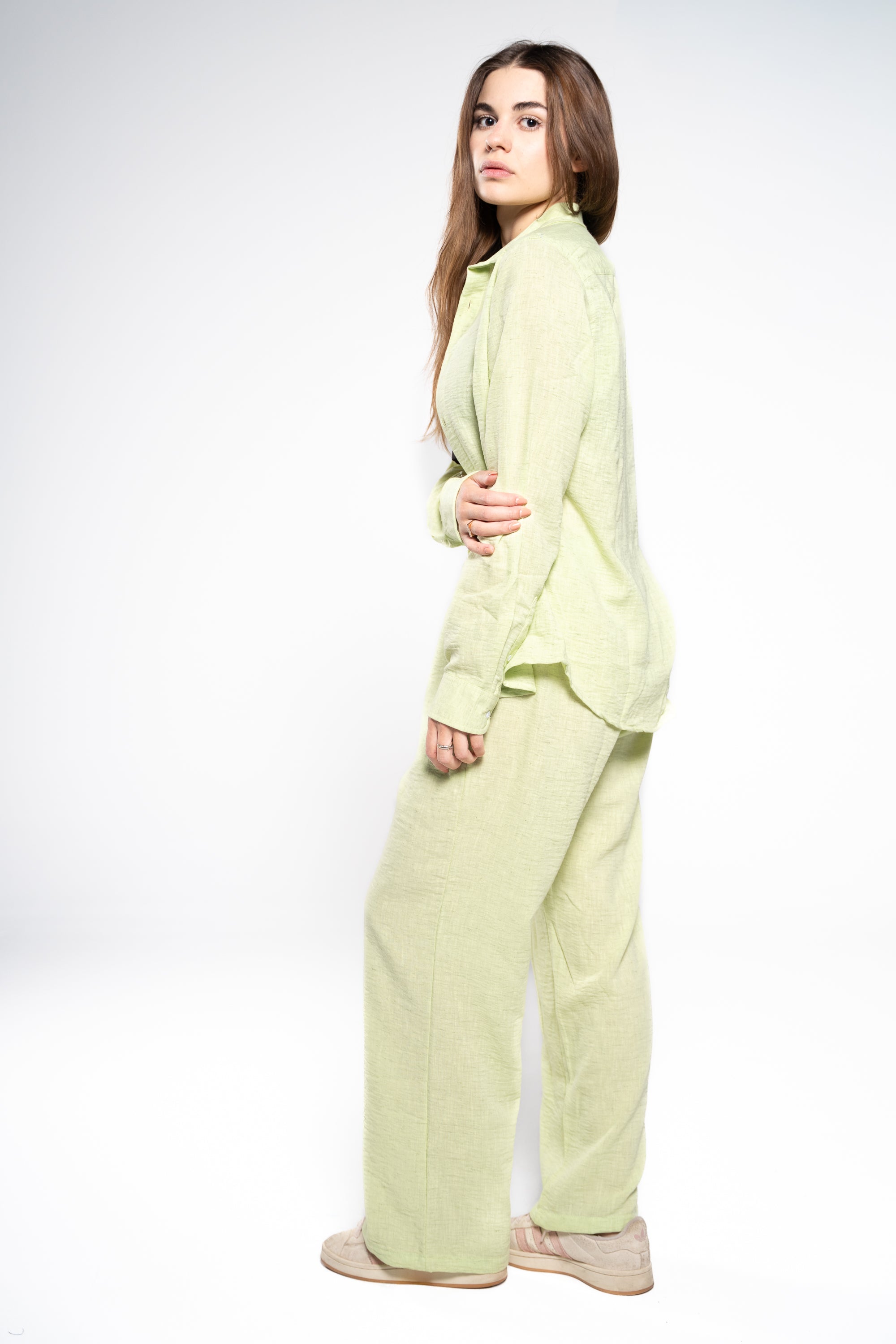 Iguana Green Linen Pants
