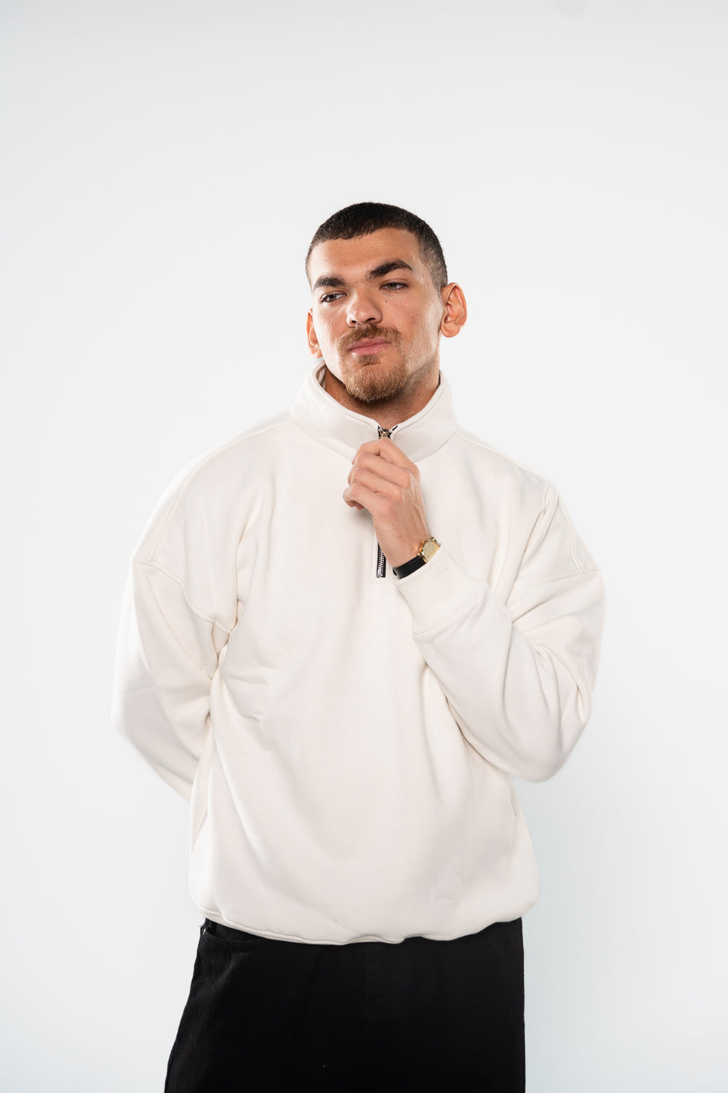 Ice White Quarter-Zipper