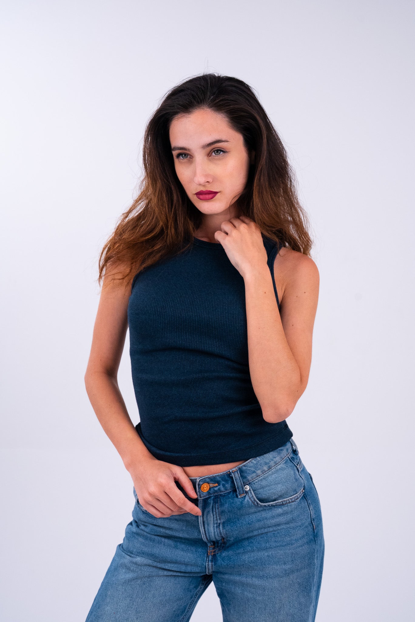 Stonewashed Navy Tank Top