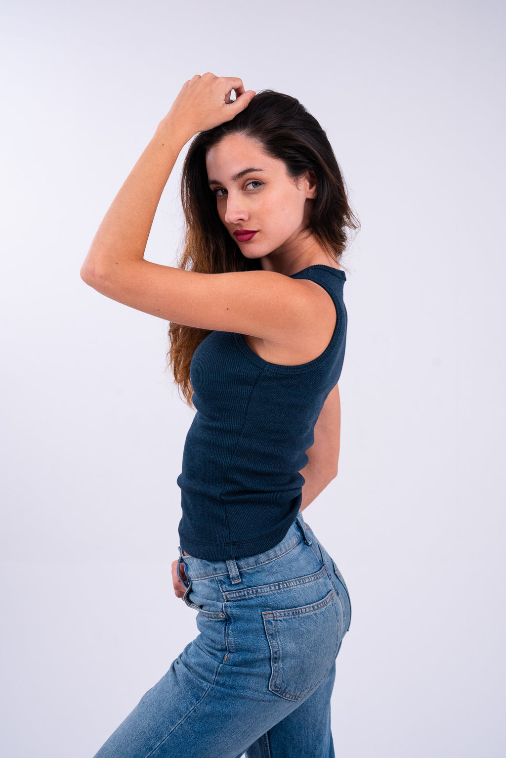 Stonewashed Navy Tank Top
