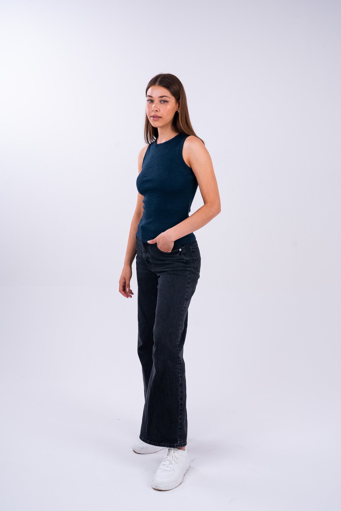Stonewashed Navy Tank Top