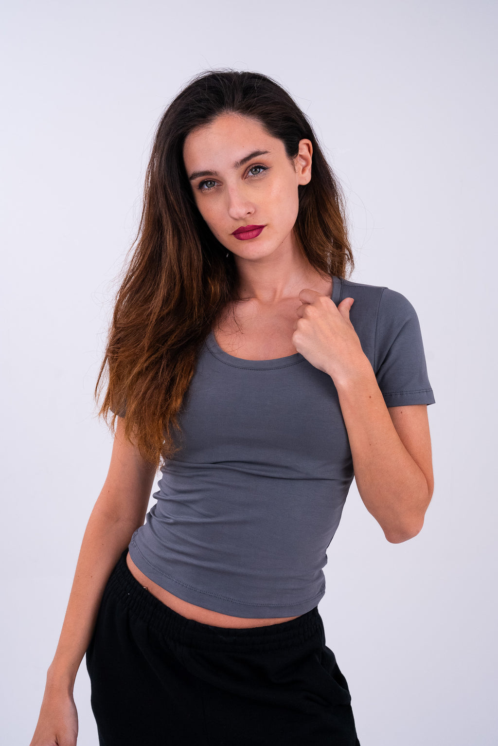 Dim Gray U-Shaped Top