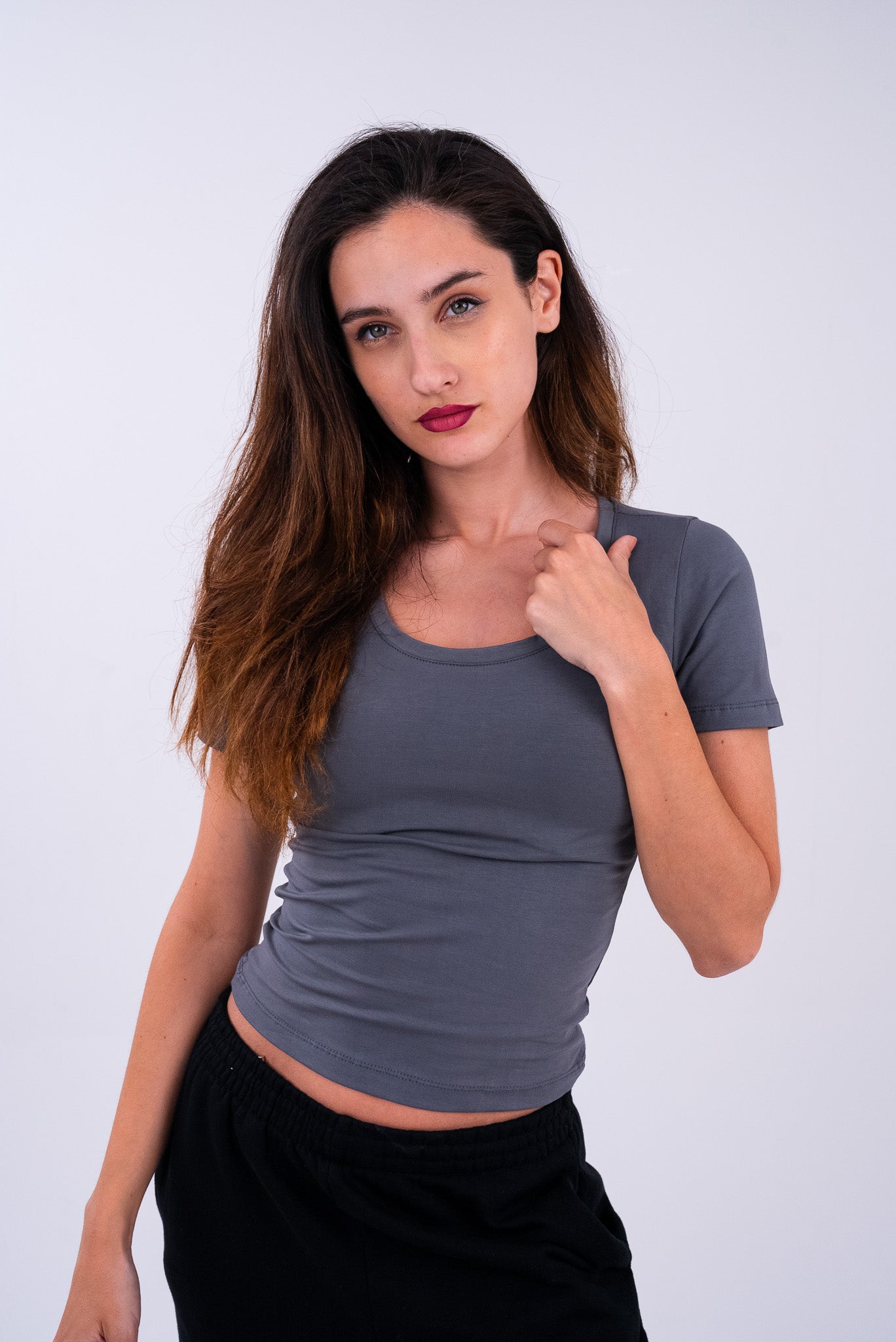 Dim Gray U-Shaped Top