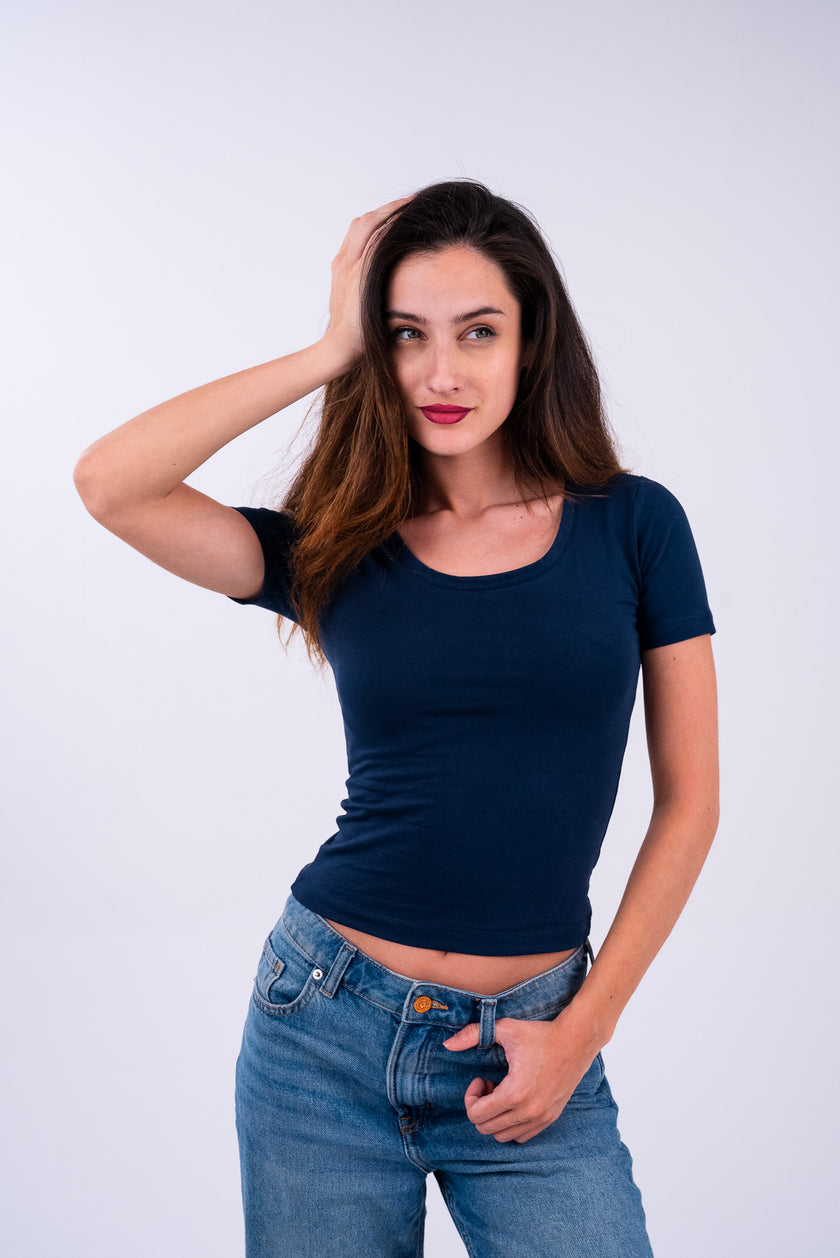 Oxford Blue U-Shaped Top