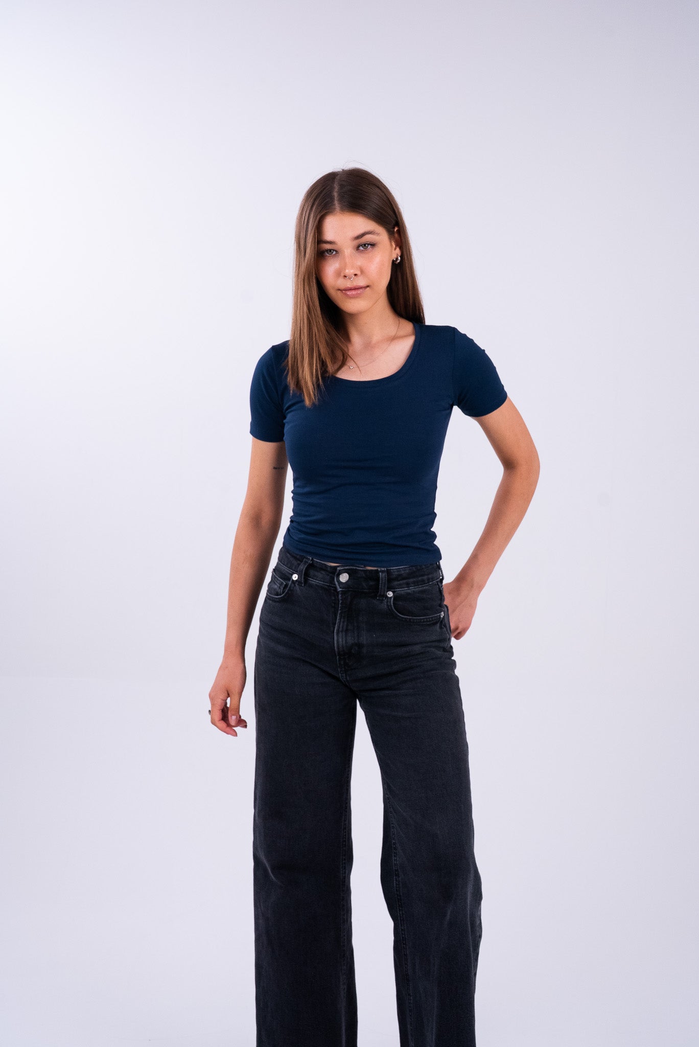 Oxford Blue U-Shaped Top