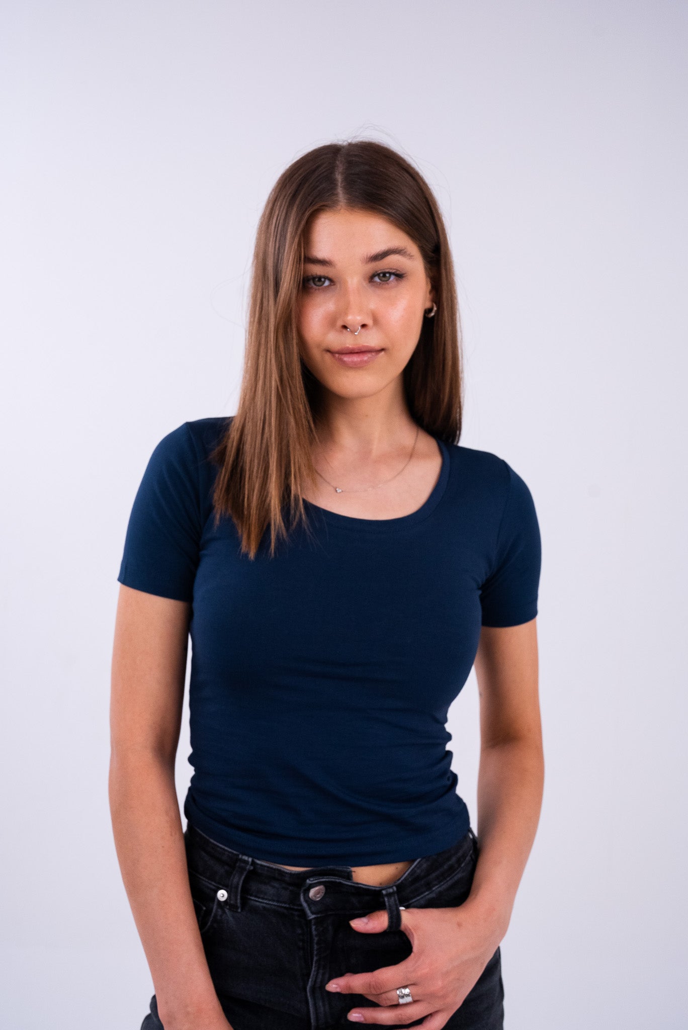 Oxford Blue U-Shaped Top