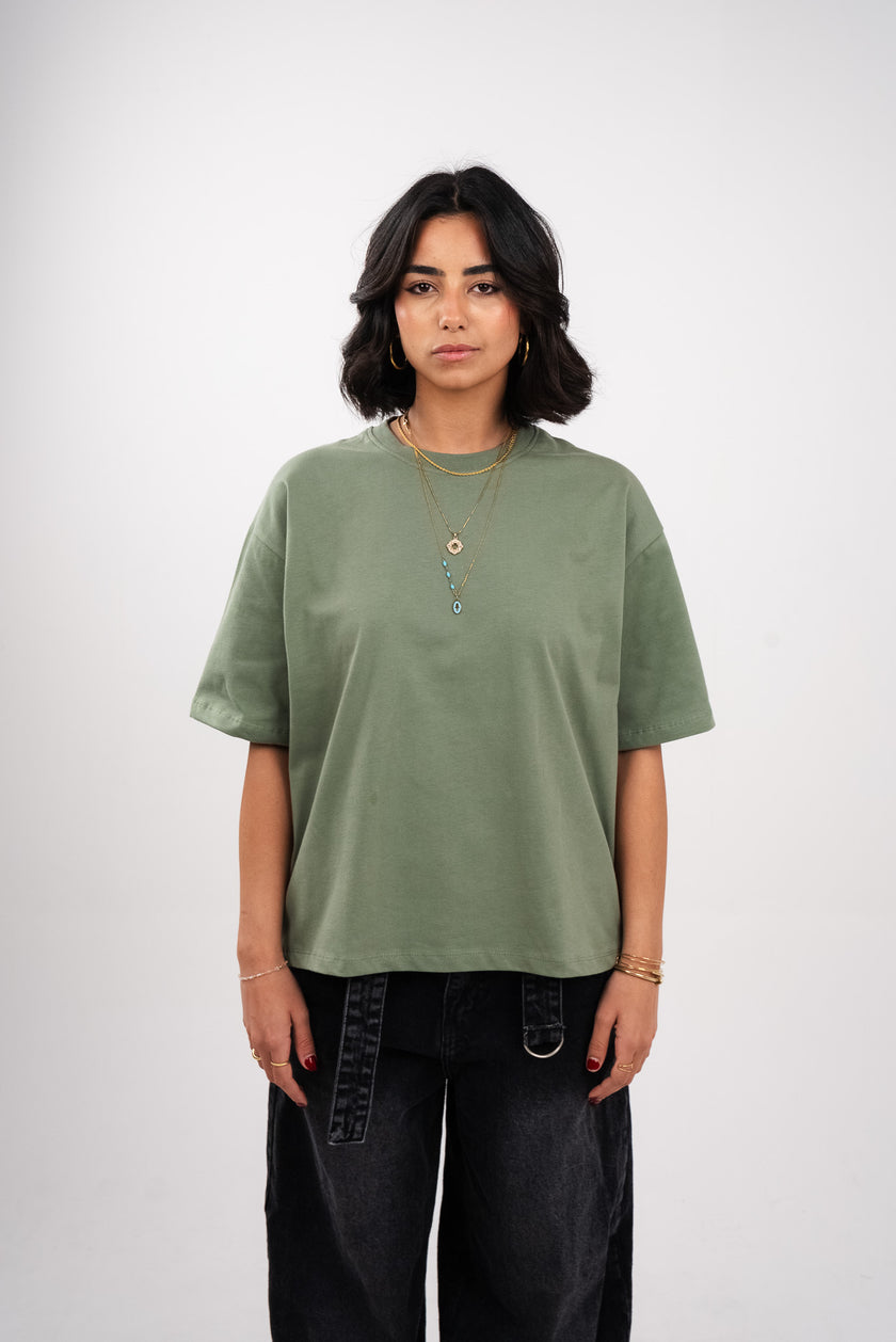 Olive Green Boxy T-Shirt