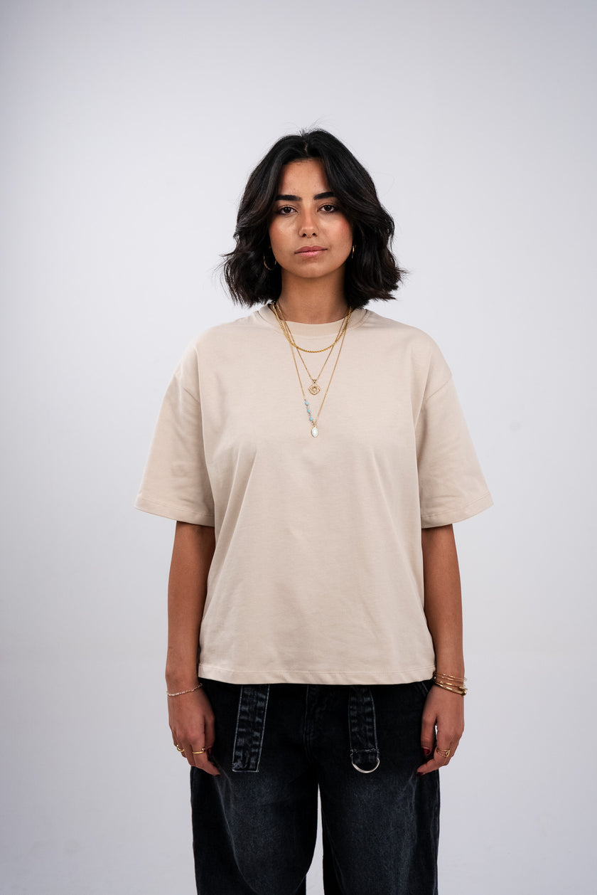 Beige Tan Boxy T-Shirt