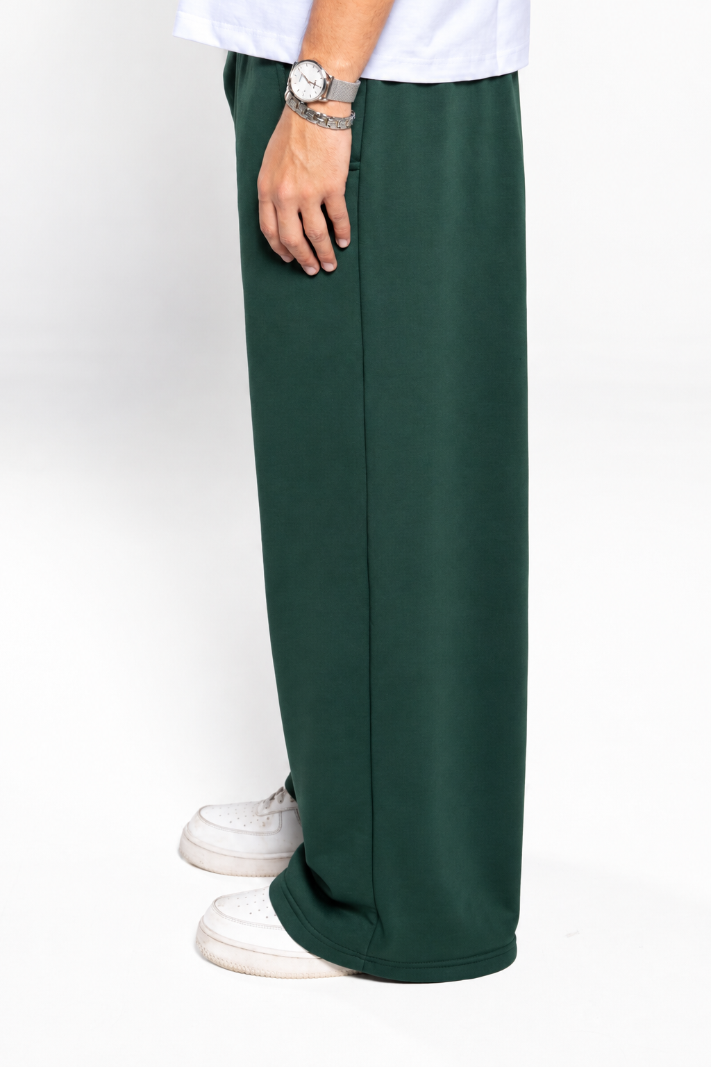 Basil Green Wide-Leg SweatPants