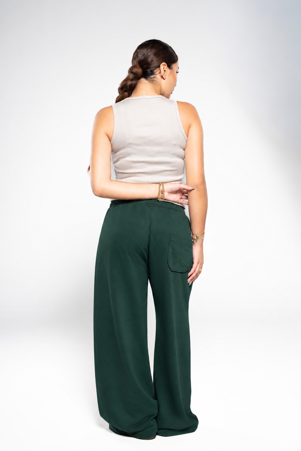 Basil Green Wide-Leg SweatPants