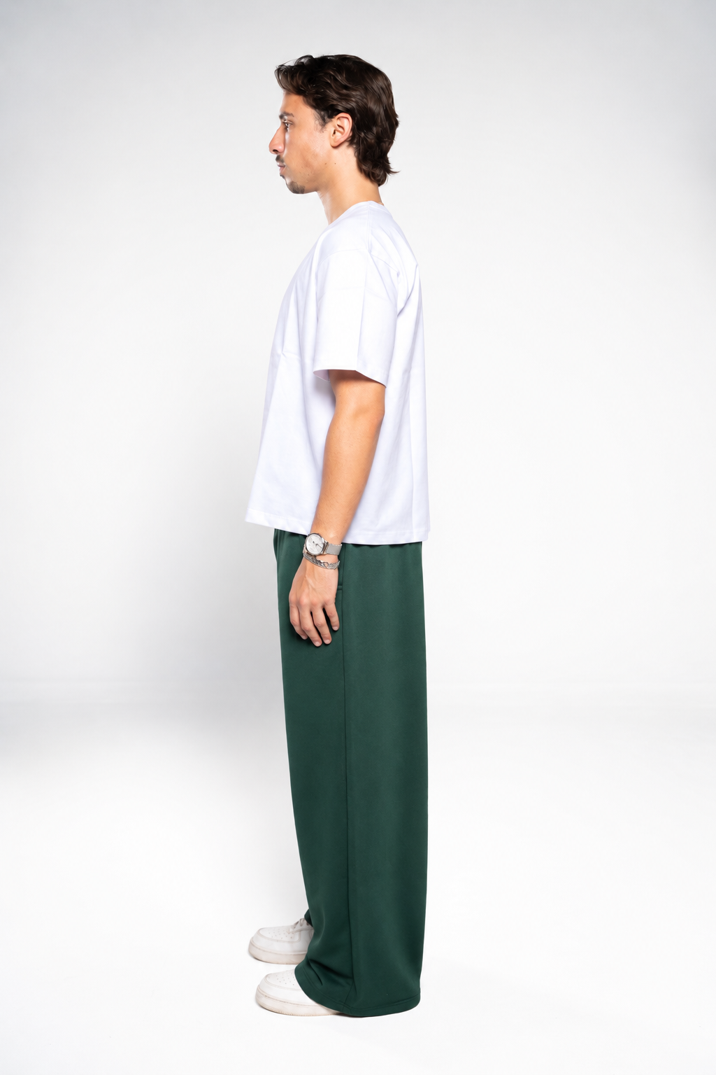 Basil Green Wide-Leg SweatPants